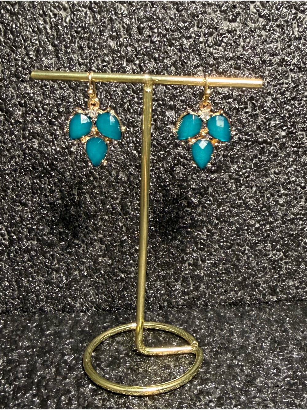 Teardrop Trio Dangle Earrings in Teal - Women Jewelry